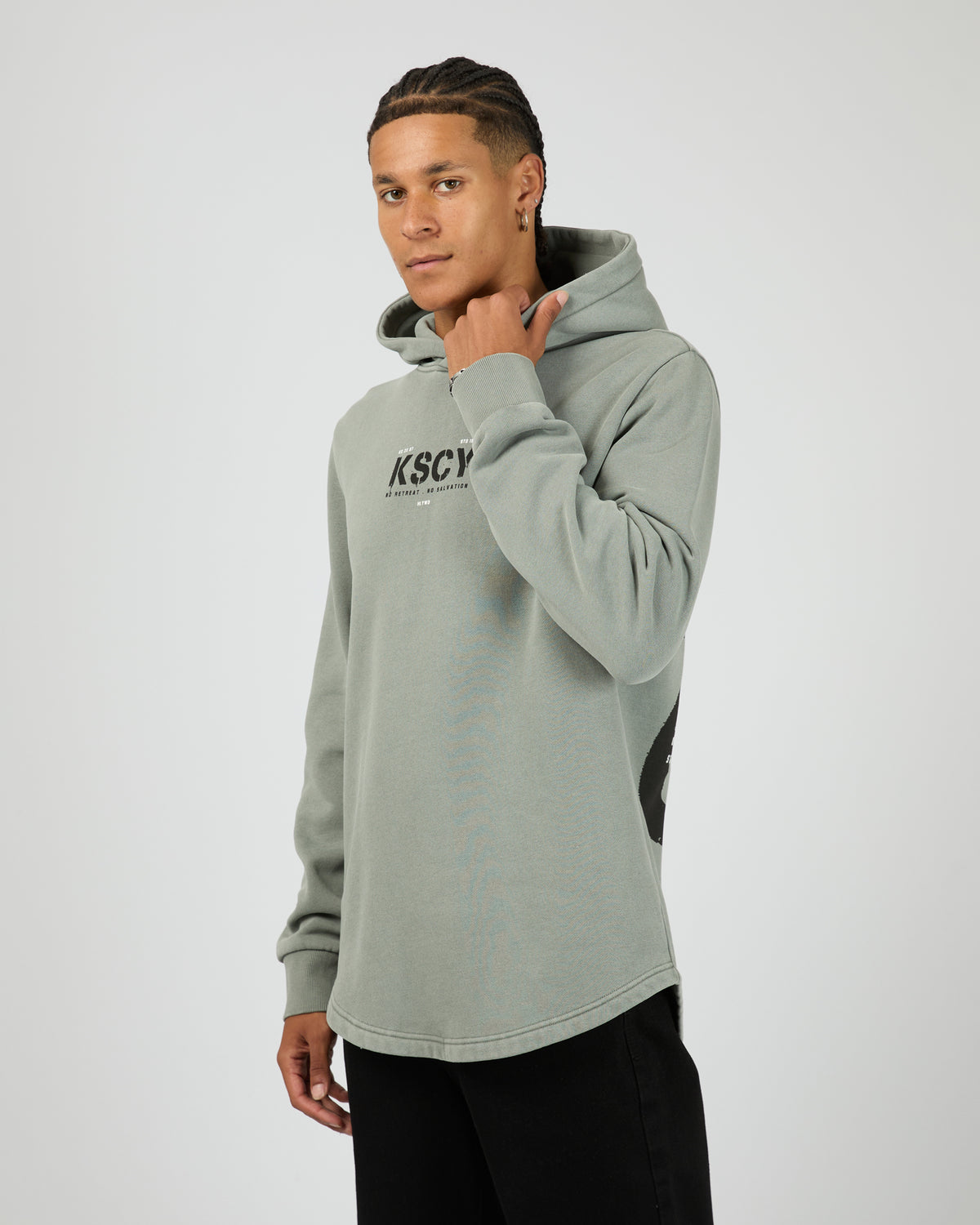 Reverence Dual Curved Hoodie Neutral Grey