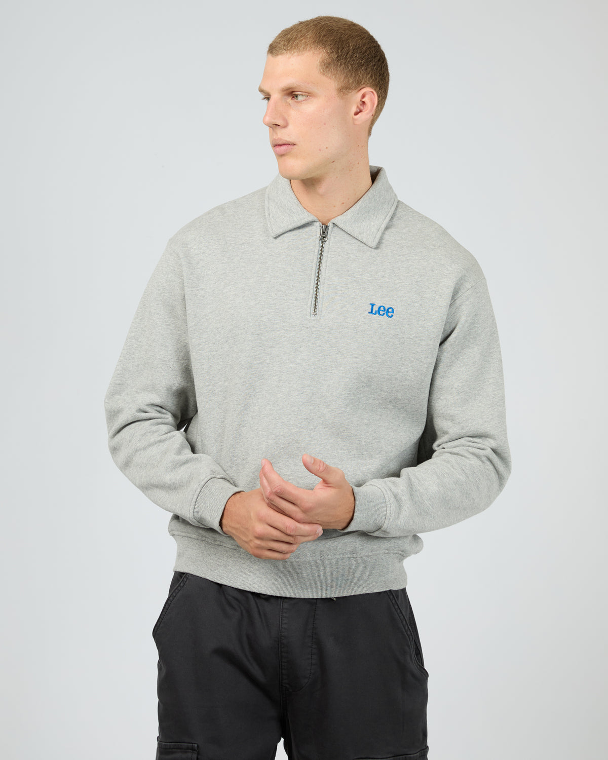 Collar Fleece Sweat Grey Marle