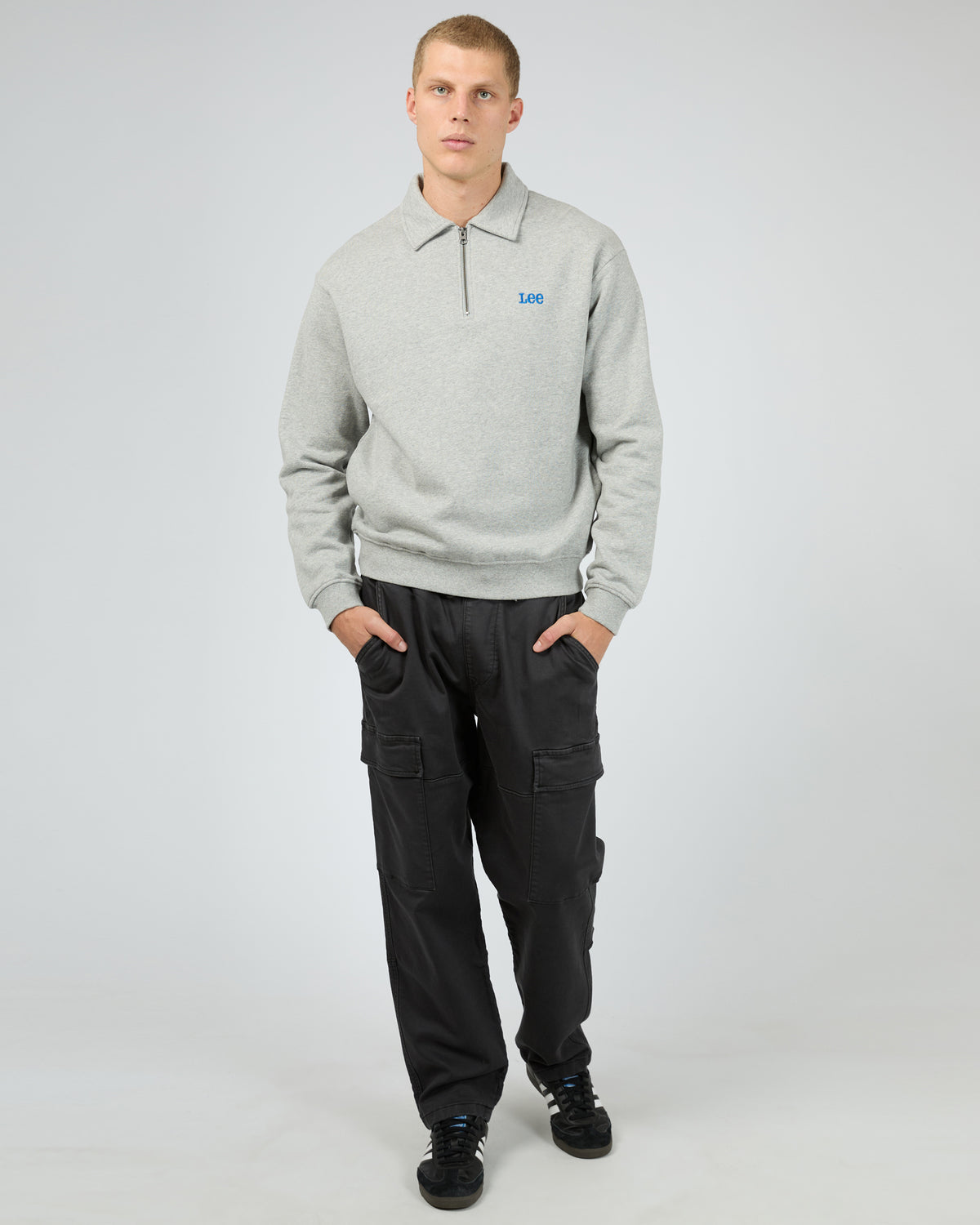 Collar Fleece Sweat Grey Marle