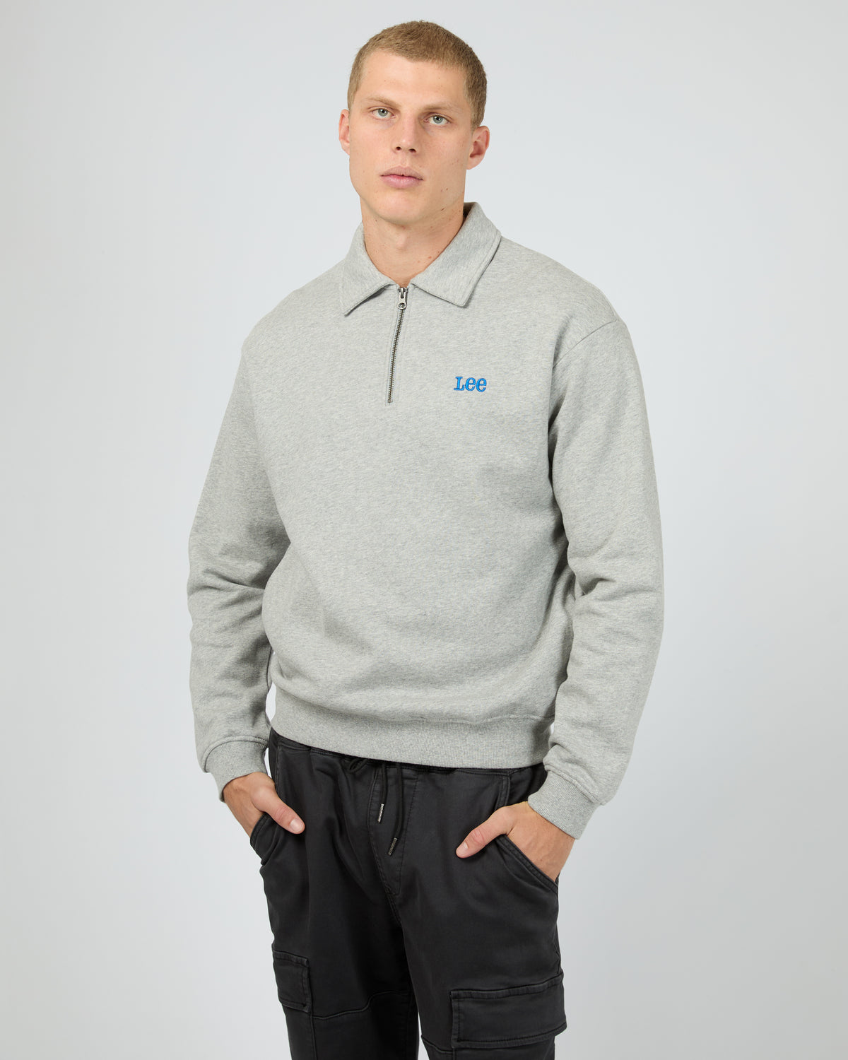 Collar Fleece Sweat Grey Marle