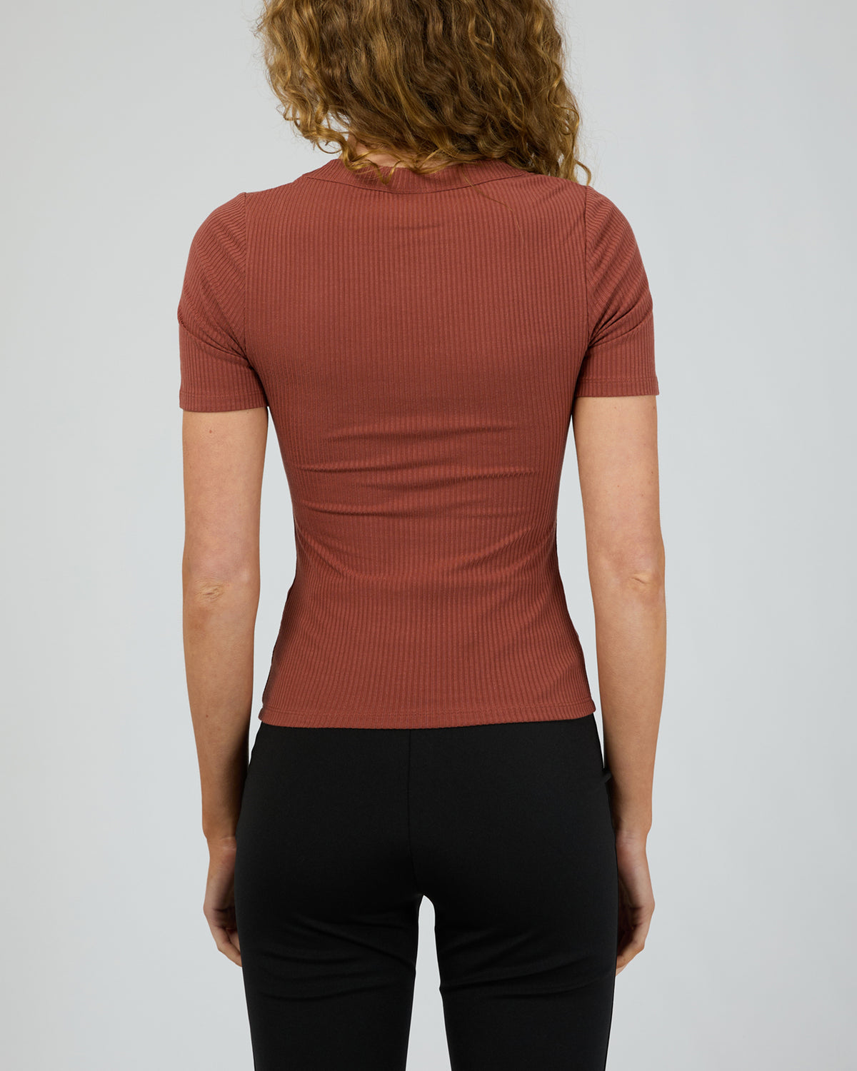 Scoop Slim Rib Tee Terracotta