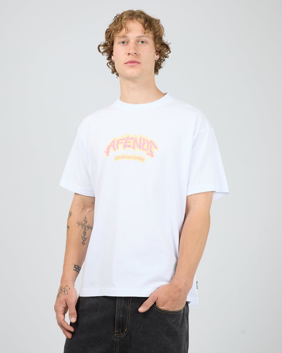 Flame On Recycled Boxy Fit Tee White