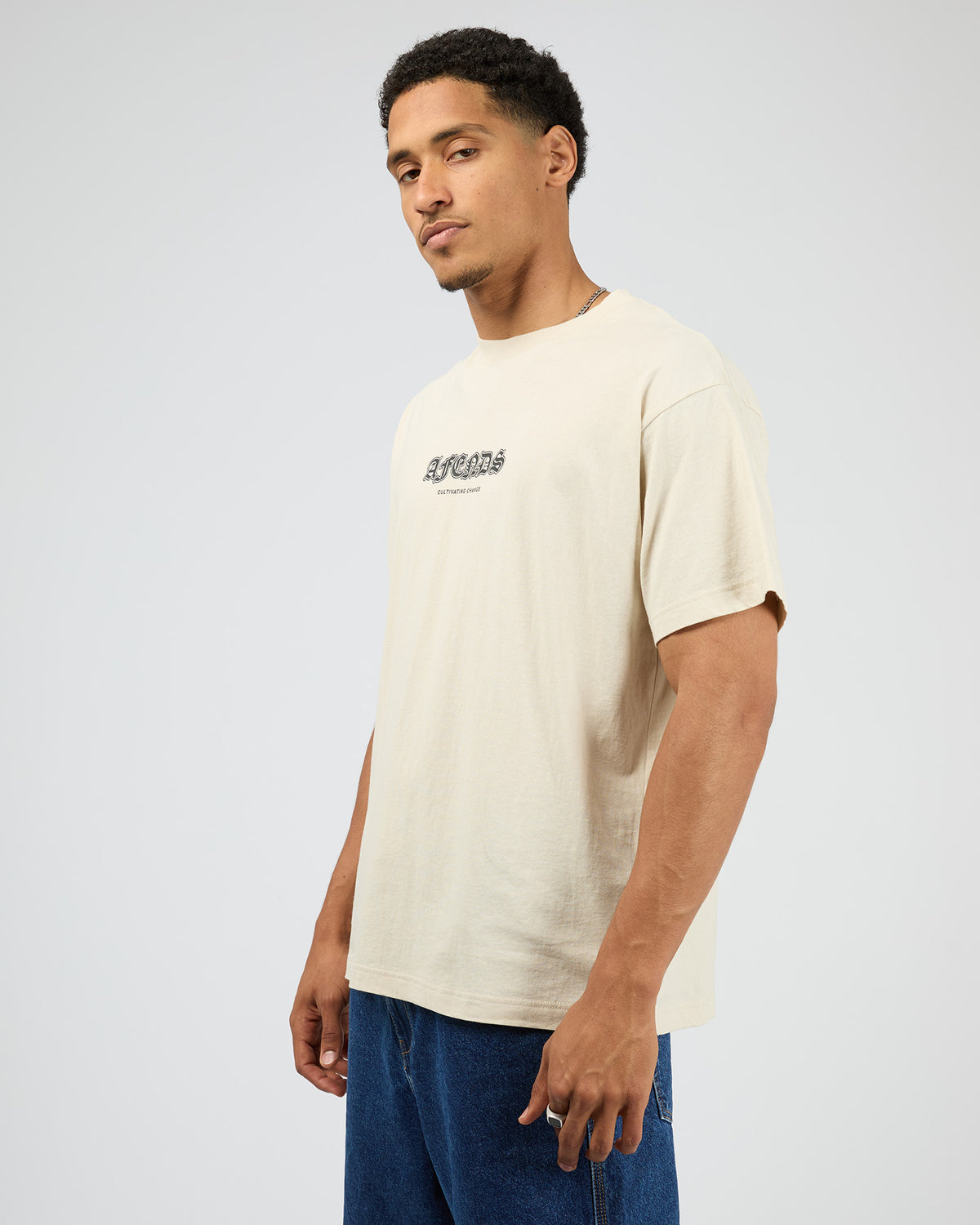 Script Recycled Retro Tee Moonbeam