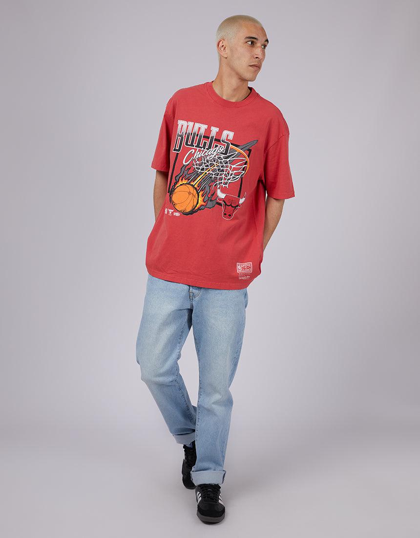 Mitchell &amp; Ness-Fireball Tee Bulls Red-Edge Clothing