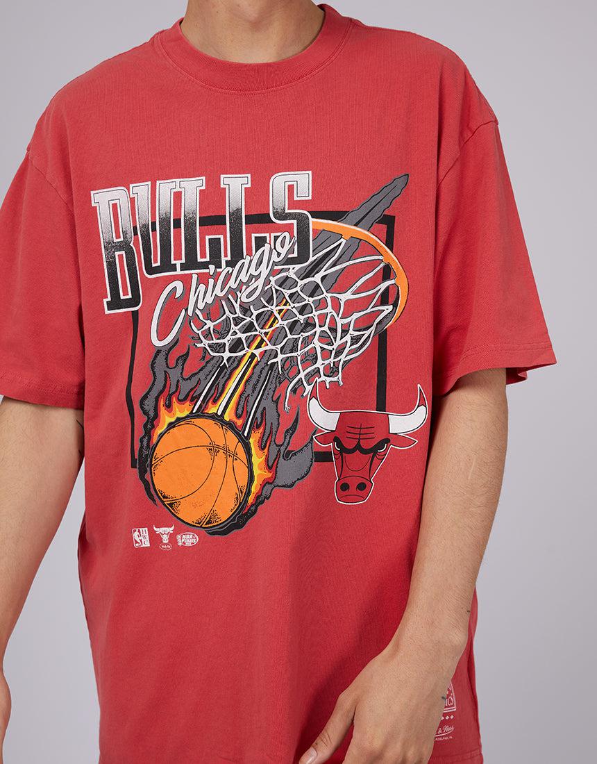 Mitchell &amp; Ness-Fireball Tee Bulls Red-Edge Clothing