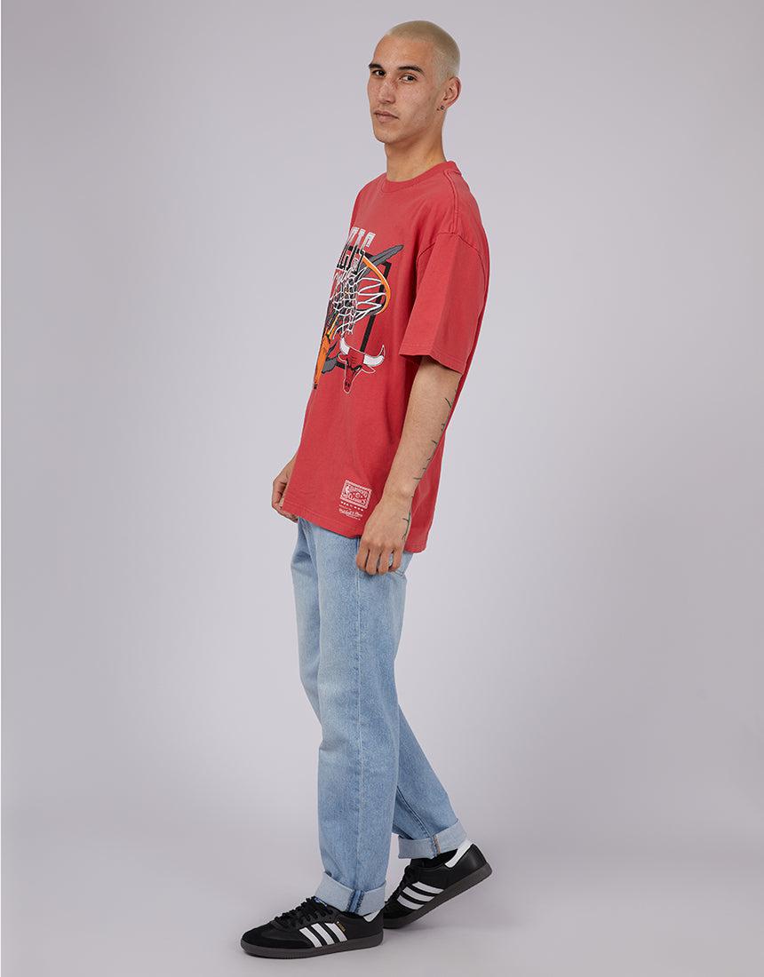 Mitchell &amp; Ness-Fireball Tee Bulls Red-Edge Clothing