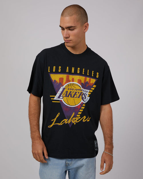 Mitchell & Ness-Tri Logo Tee Lakers Black-Edge Clothing