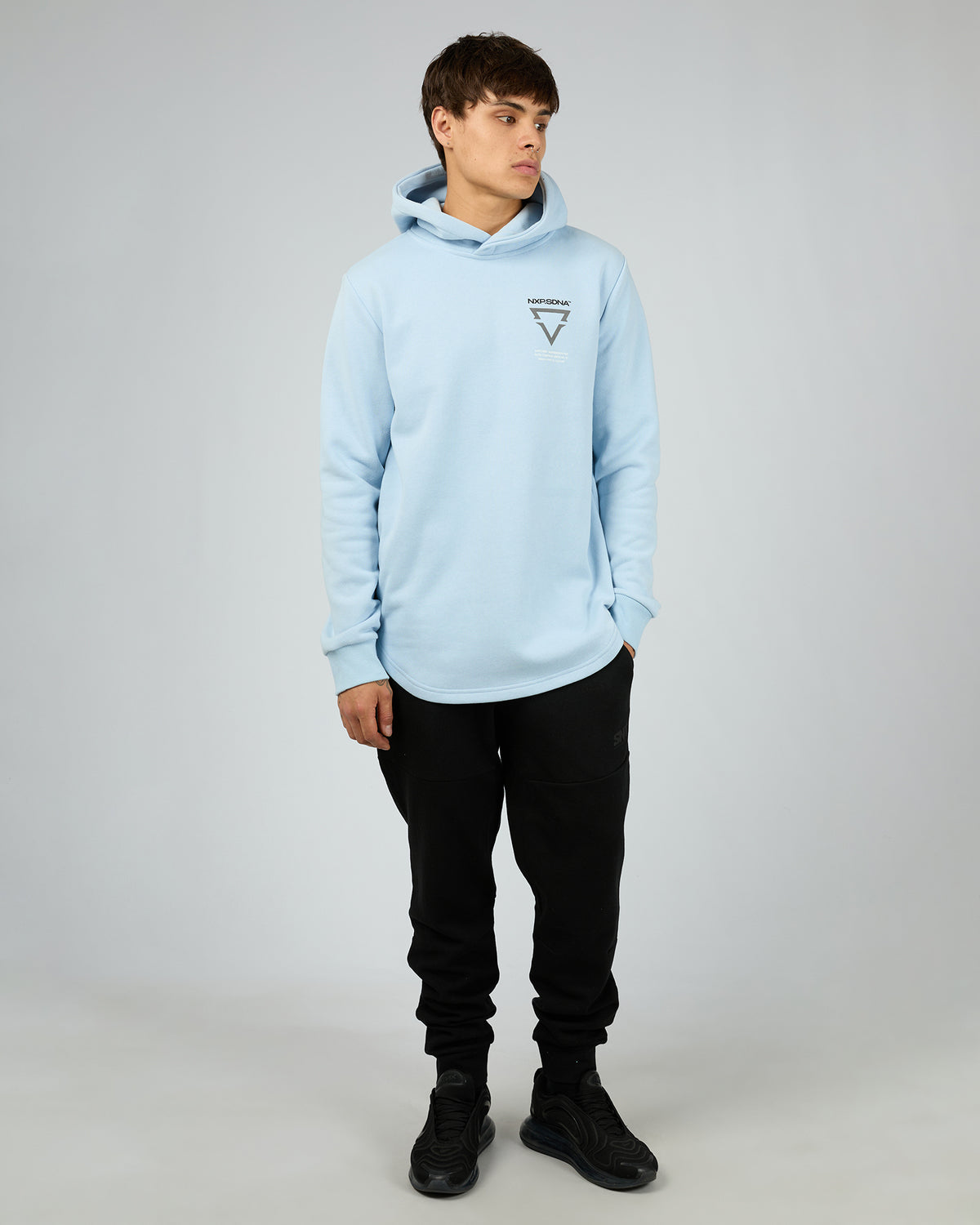 Defend Dual Curved Hoodie Blue