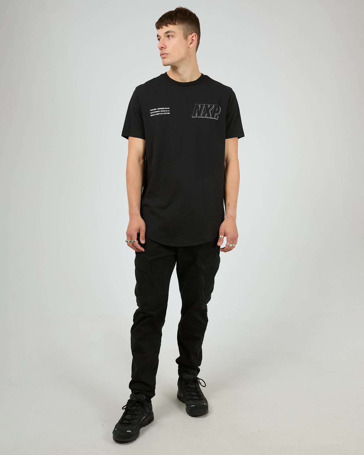 Burns Dual Curved Tee Black