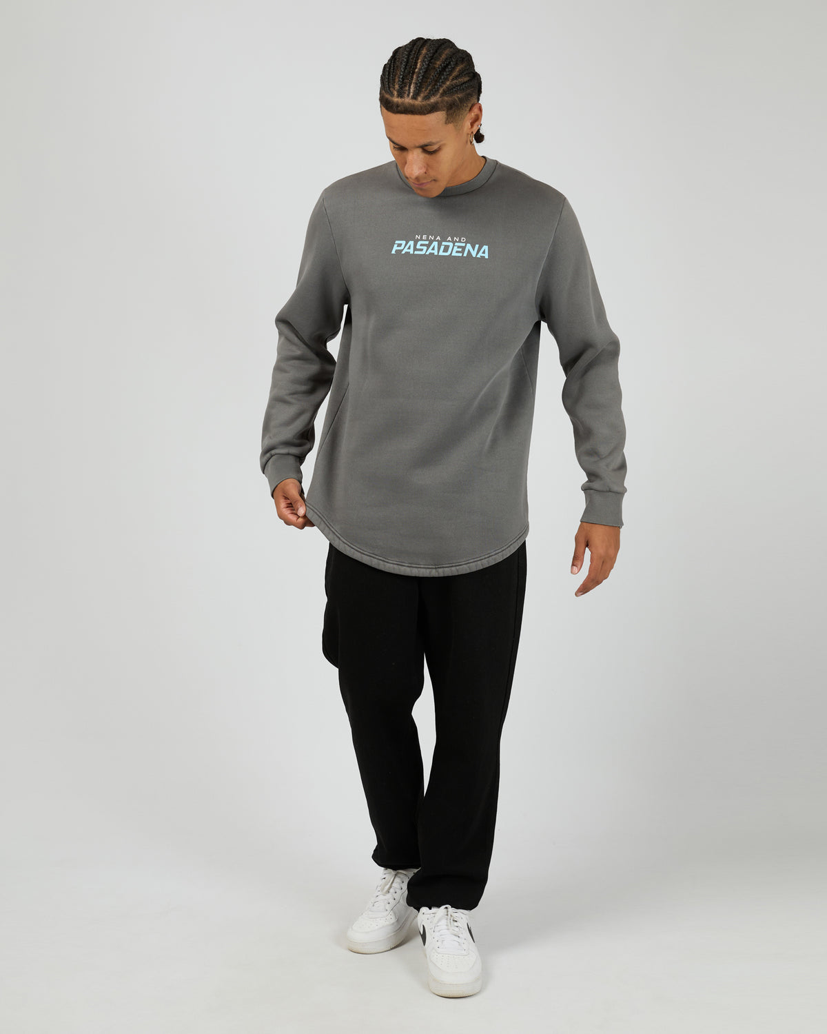 Systems Dual Curved Sweater Charcoal