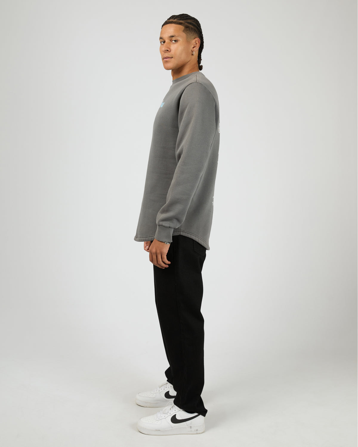 Systems Dual Curved Sweater Charcoal