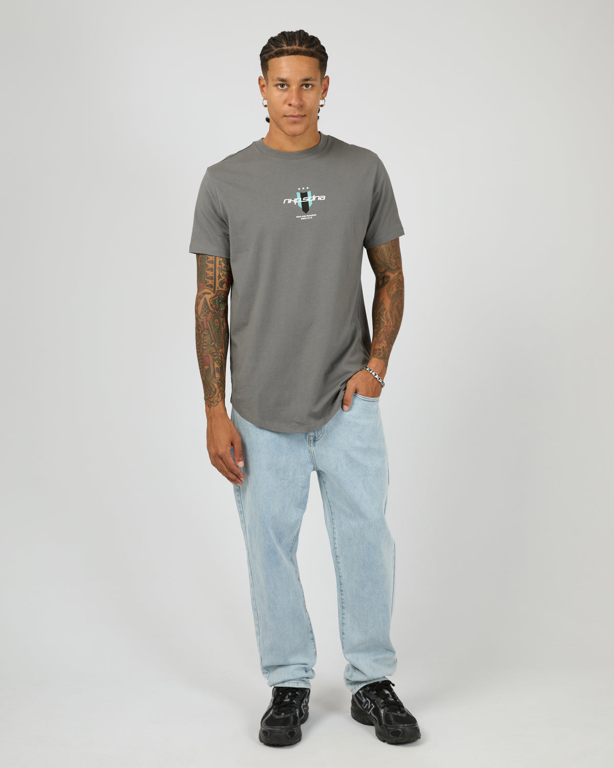 Central Dual Curved Tee Charcoal