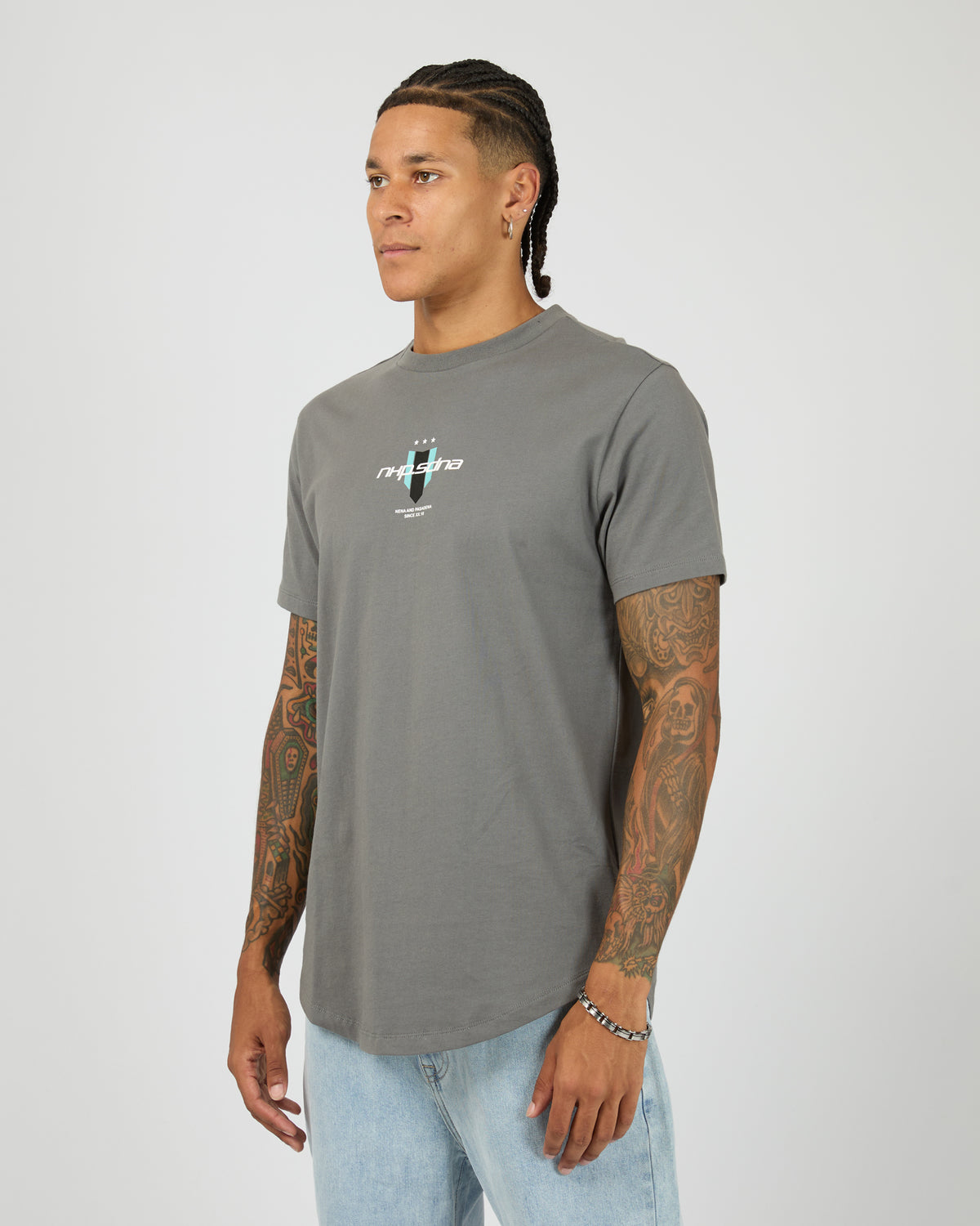Central Dual Curved Tee Charcoal