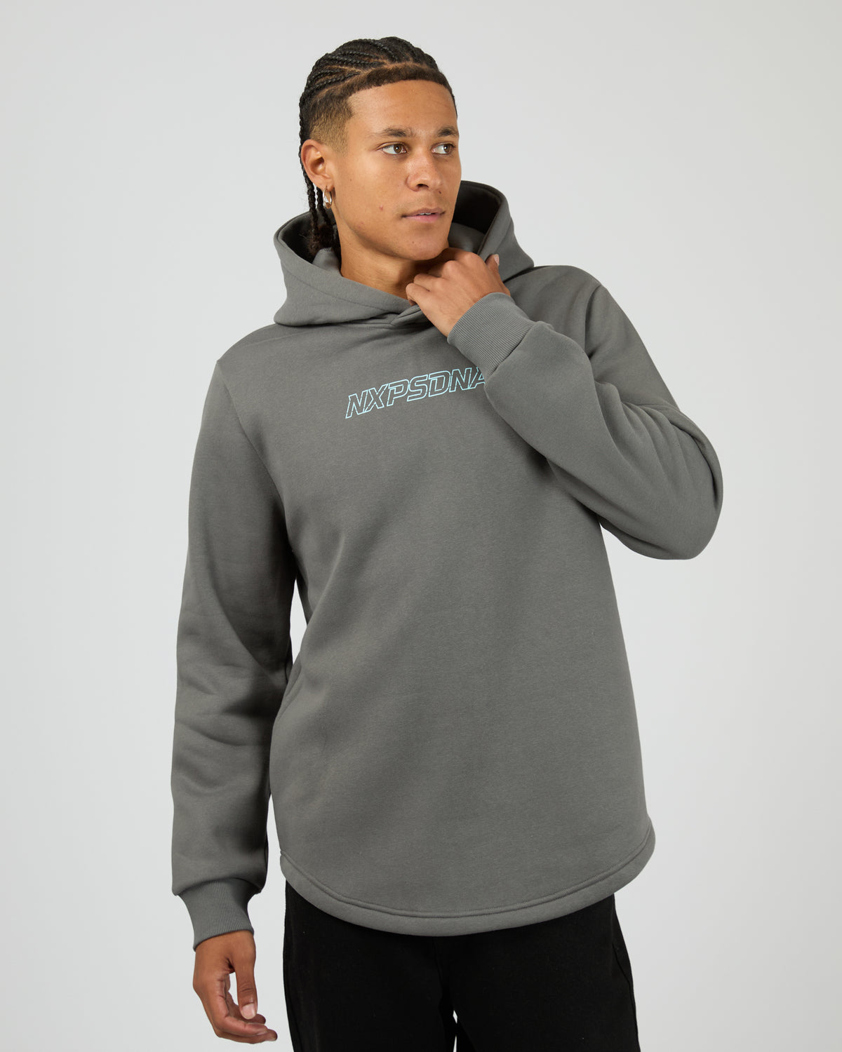 Public Dual Curved Hoodie Charcoal