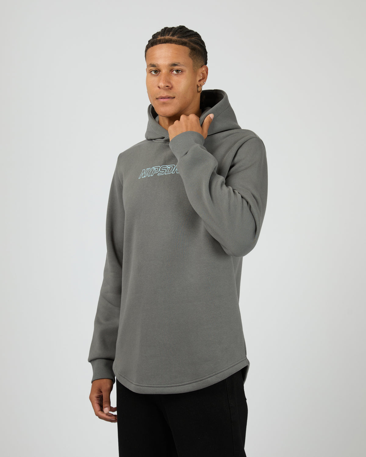 Public Dual Curved Hoodie Charcoal