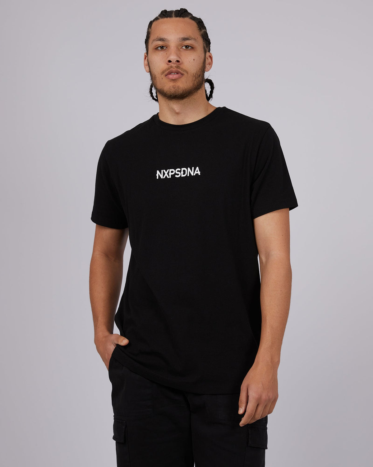 Nena and Pasadena-Echelon Cape Back Tee Jet Black-Edge Clothing