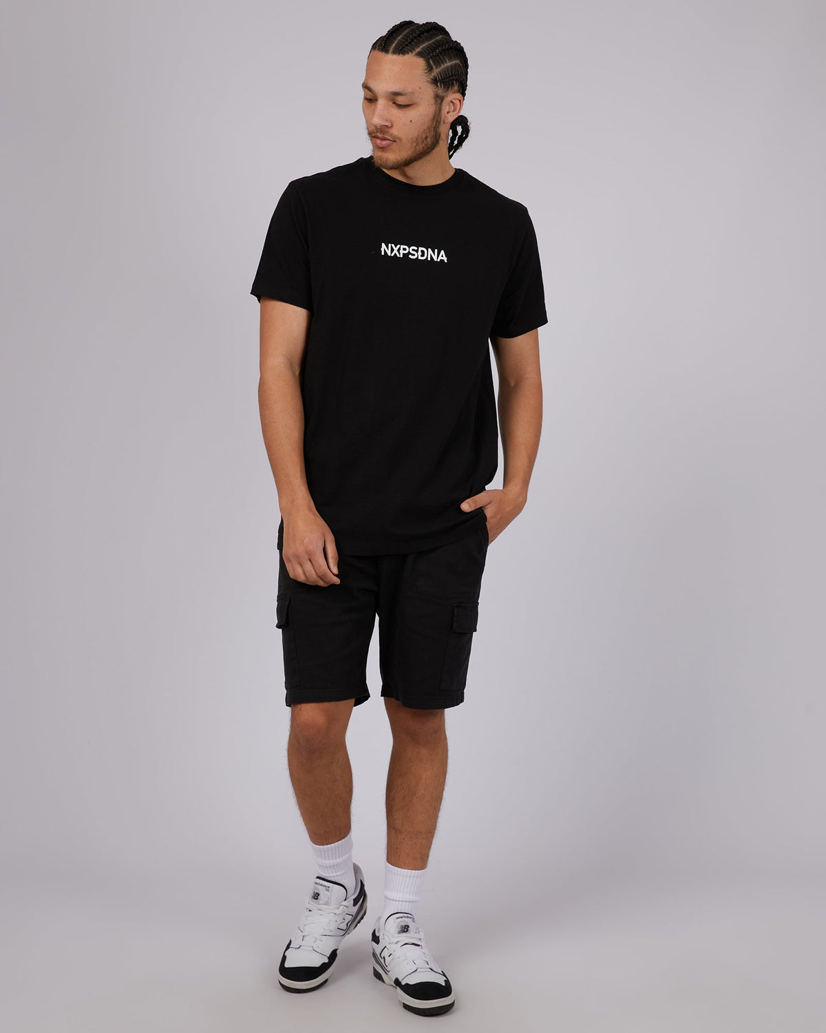 Nena and Pasadena-Echelon Cape Back Tee Jet Black-Edge Clothing