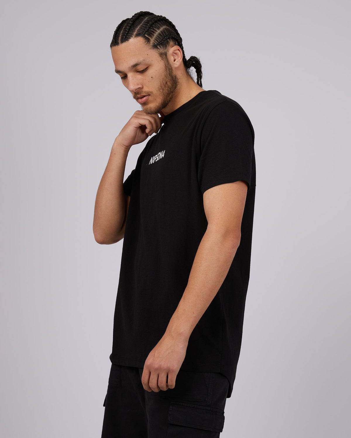 Nena and Pasadena-Echelon Cape Back Tee Jet Black-Edge Clothing