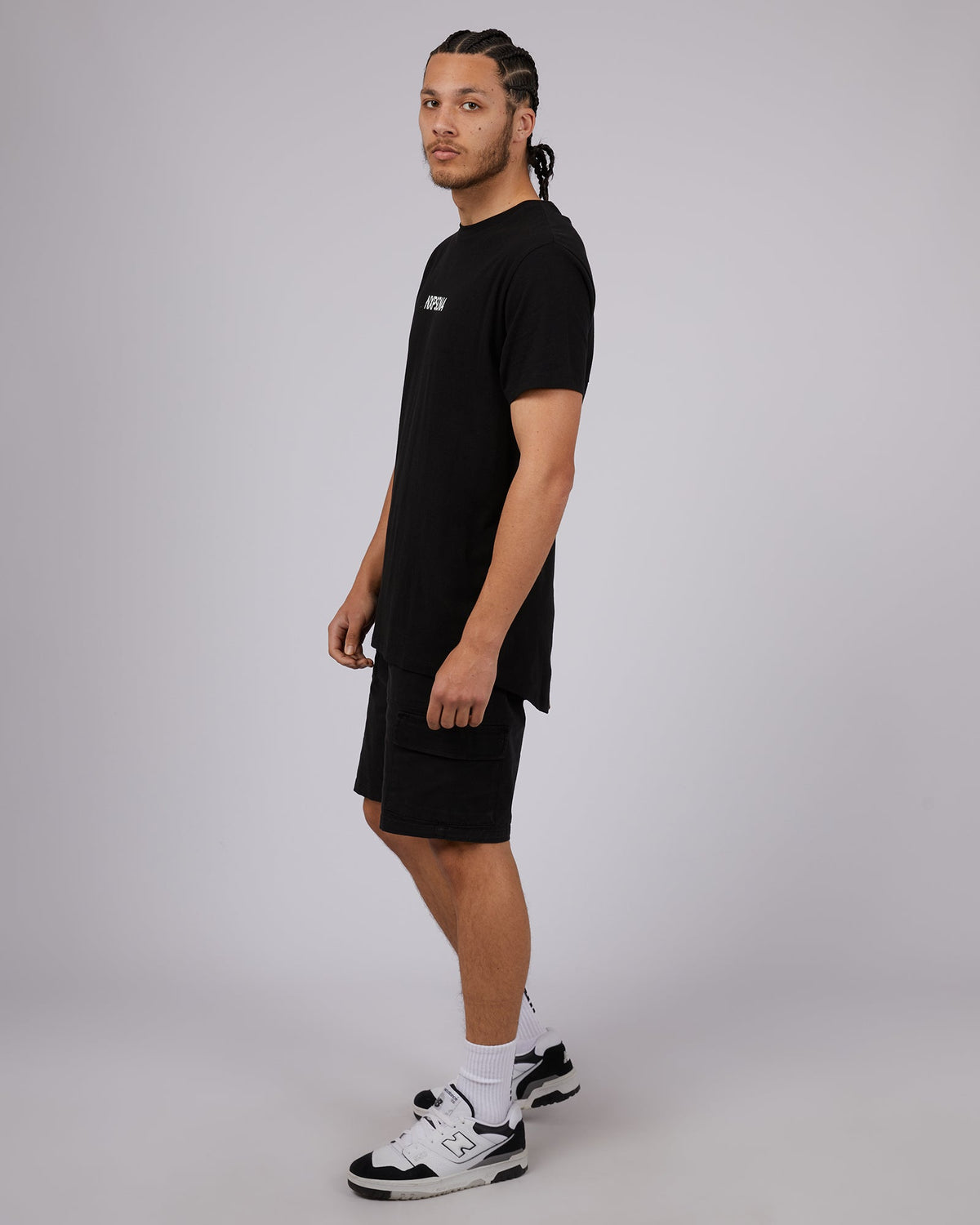 Nena and Pasadena-Echelon Cape Back Tee Jet Black-Edge Clothing