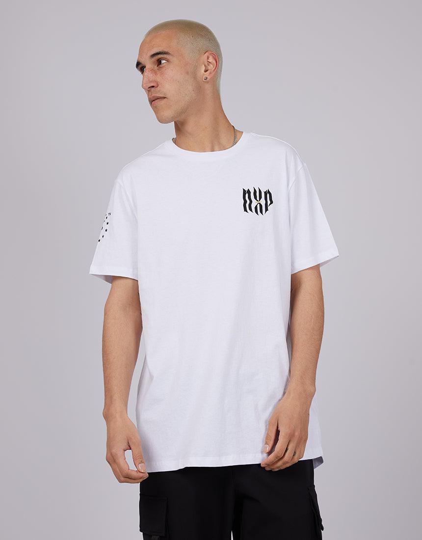 Nena and Pasadena-Mirage Cape Back Tee White-Edge Clothing