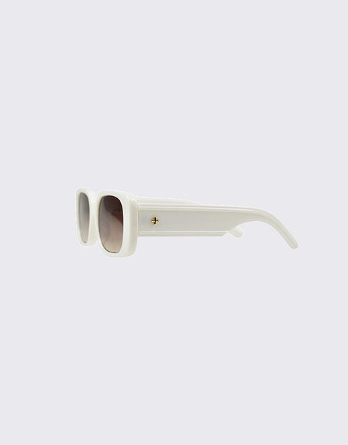 Peta and Jain-Nova White Frame Brown Lens White-Edge Clothing