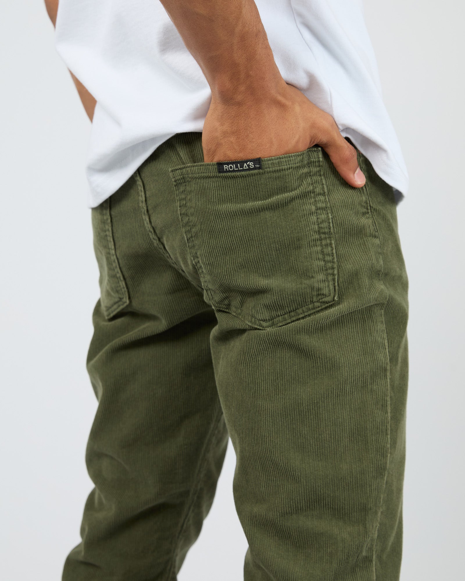 新品OVY Washed Corduroy Flea Relax Pants Relaxed Chop Cord Olive - Edge Clothing