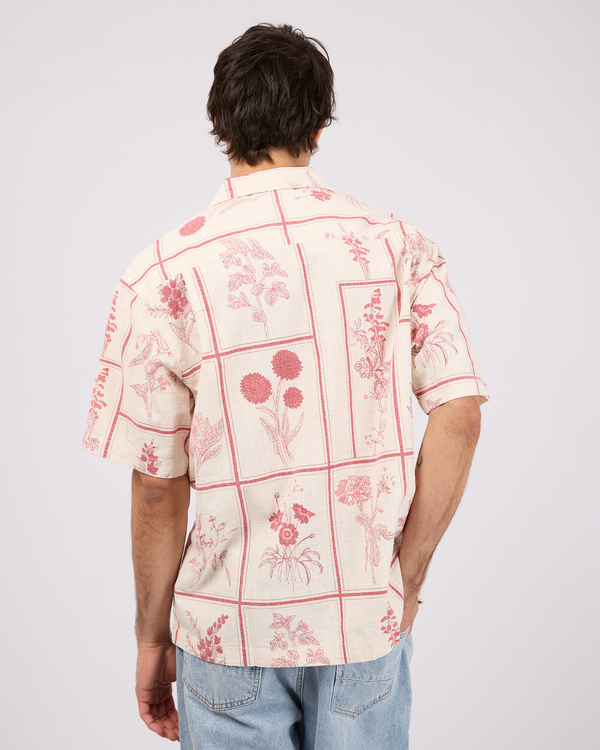 Botanicals Bowler Shirt White Red