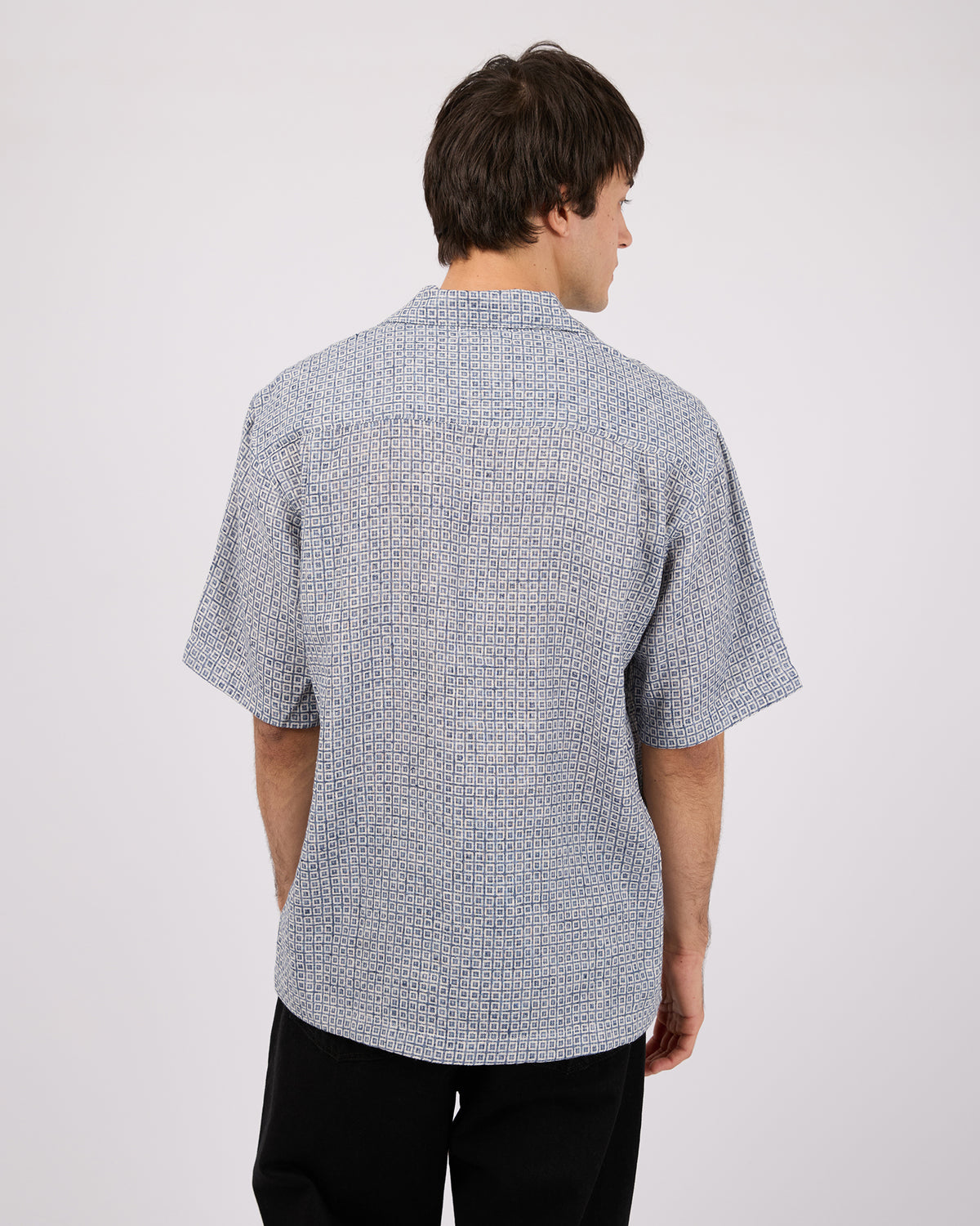 Pattern Bowler Shirt Blue