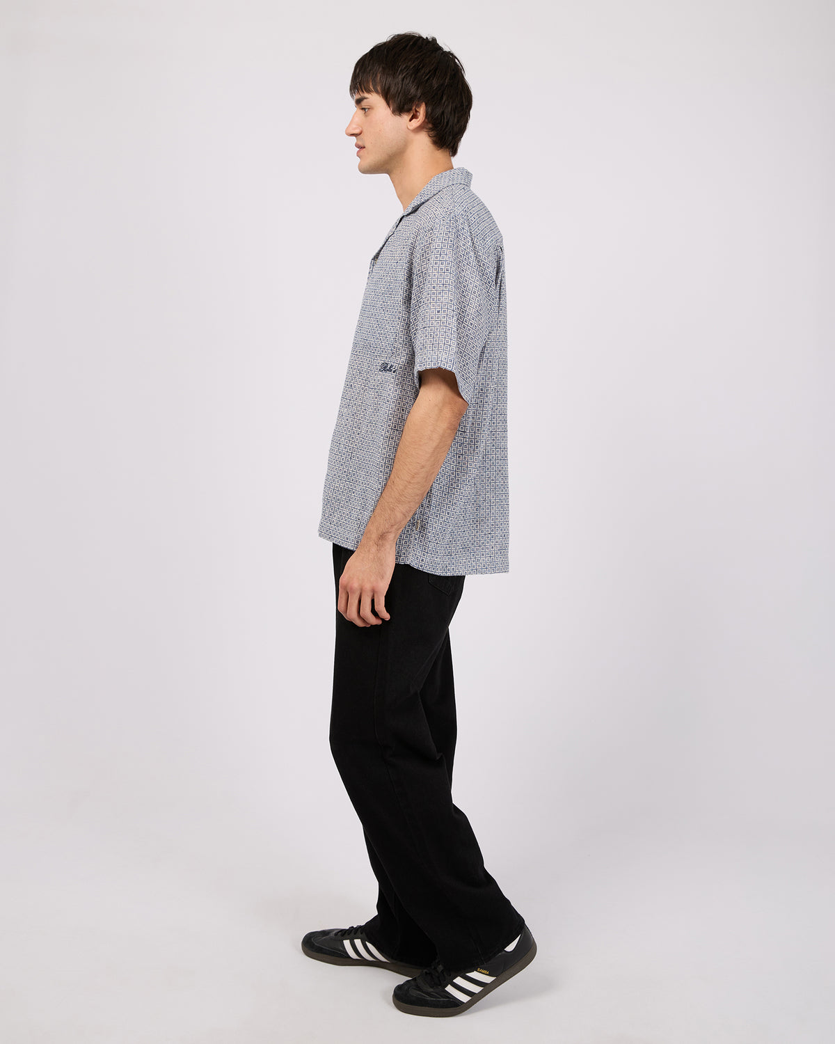 Pattern Bowler Shirt Blue
