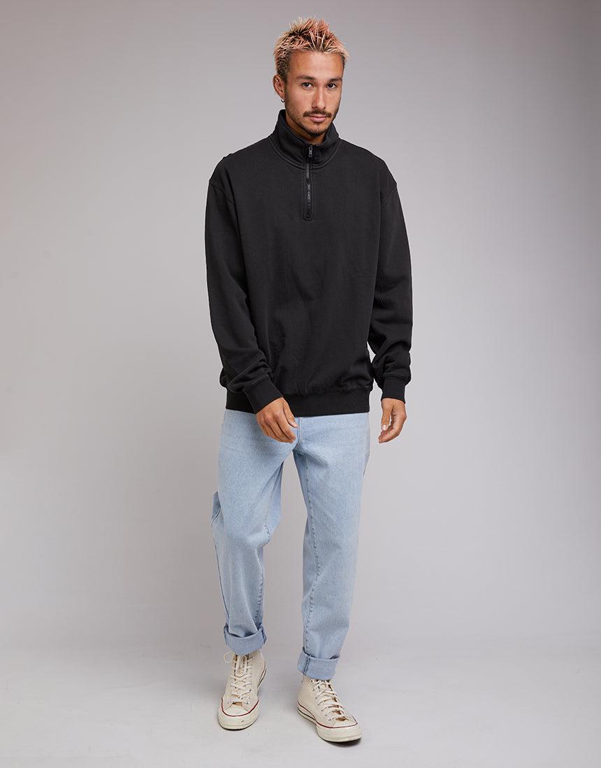 Silent Theory-1/4 Zip Jumper Washed Black-Edge Clothing