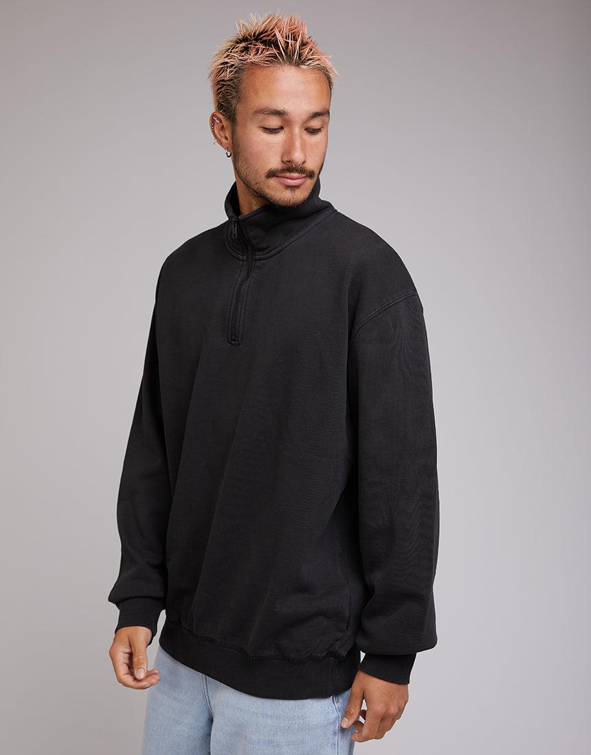 Silent Theory-1/4 Zip Jumper Washed Black-Edge Clothing