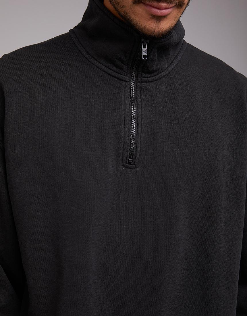 Silent Theory-1/4 Zip Jumper Washed Black-Edge Clothing
