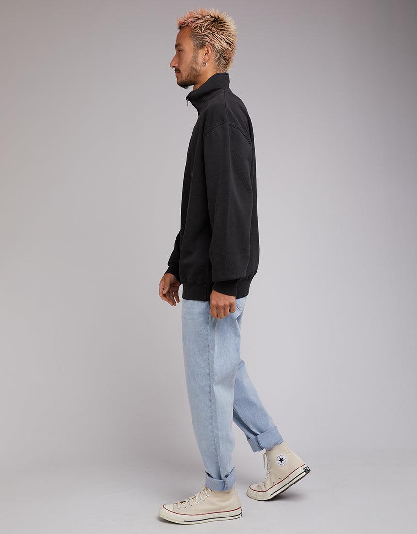 Silent Theory-1/4 Zip Jumper Washed Black-Edge Clothing