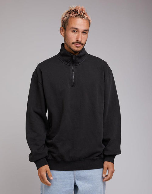 Silent Theory-1/4 Zip Jumper Washed Black-Edge Clothing