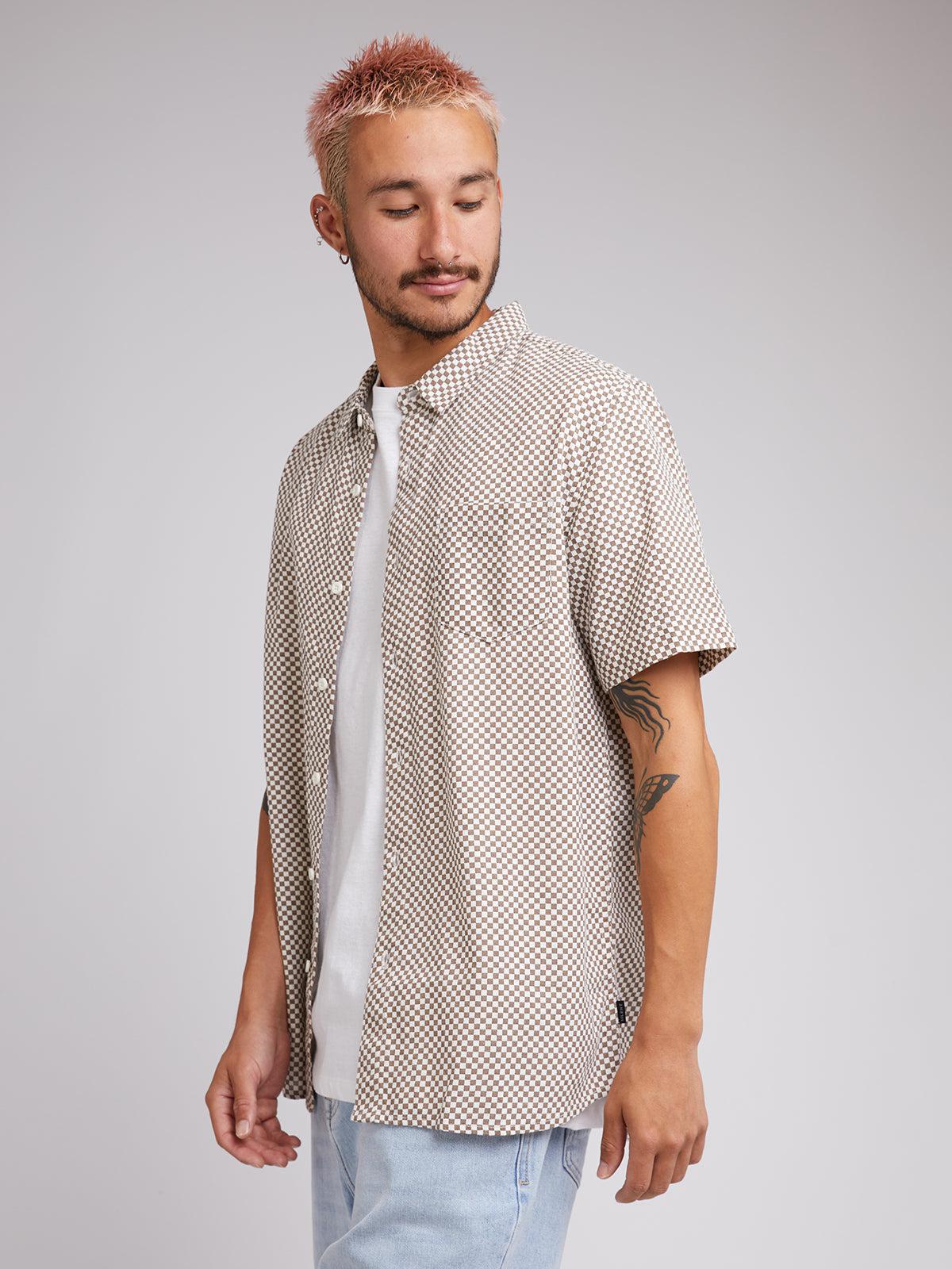 Silent Theory-Check Out S/s Shirt Brown-Edge Clothing