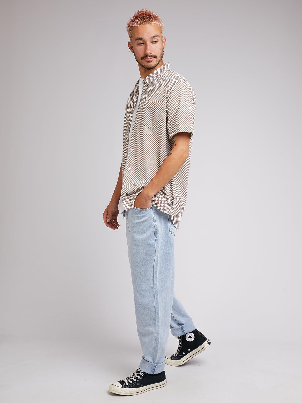 Silent Theory-Check Out S/s Shirt Brown-Edge Clothing