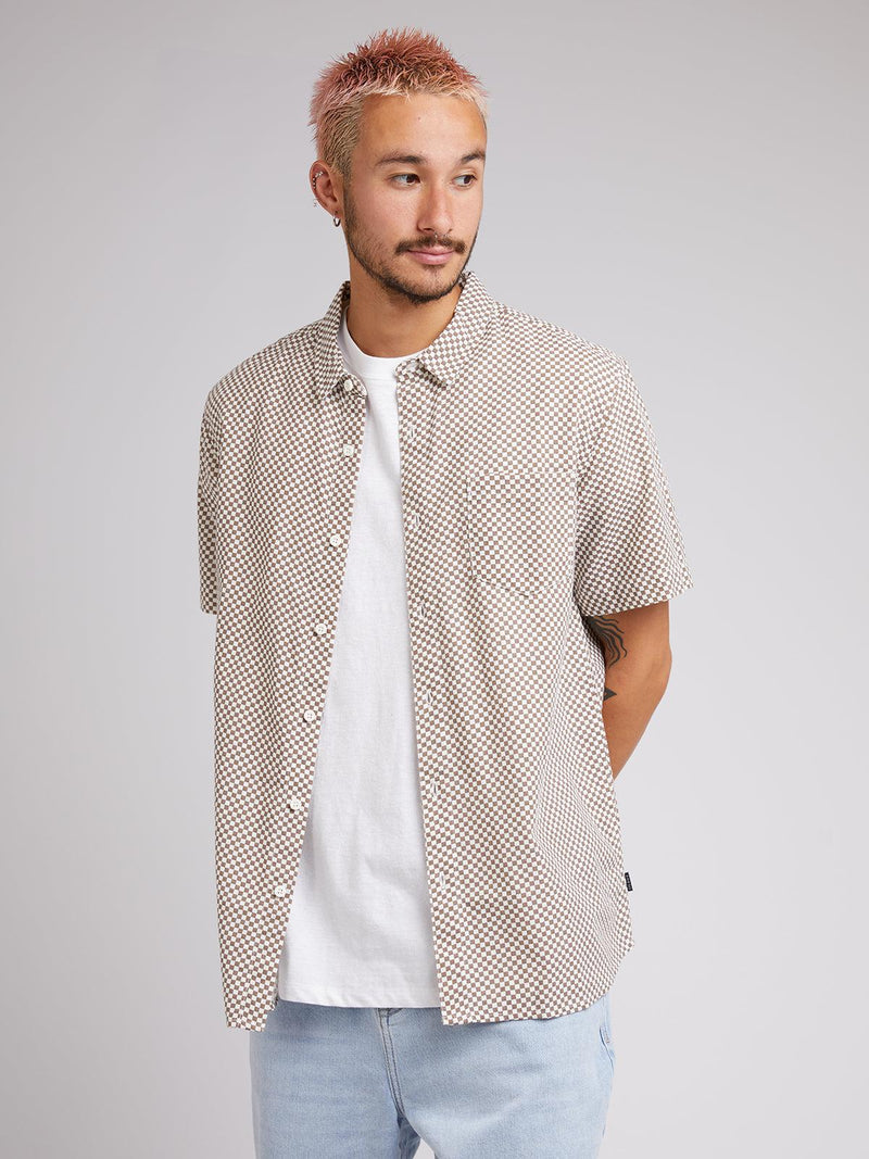 Silent Theory-Check Out S/s Shirt Brown-Edge Clothing