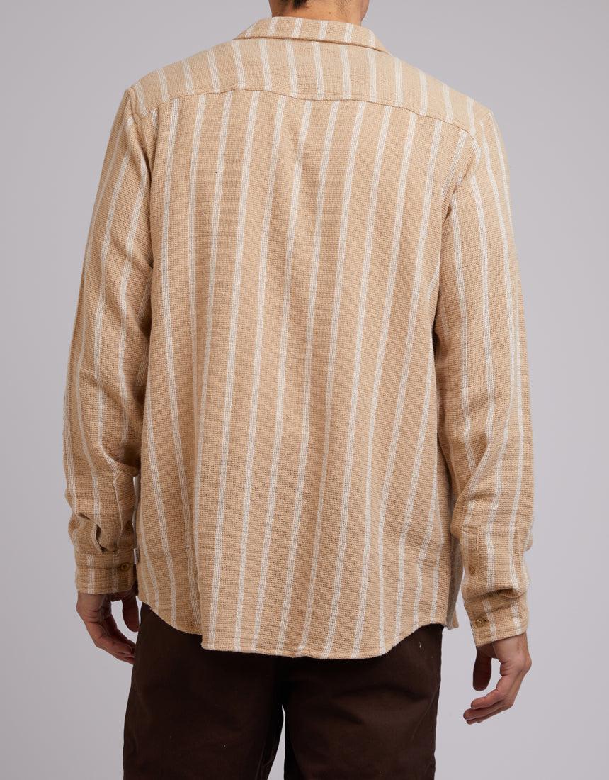 Silent Theory-Coen Long Sleeve Shirt Tan Stripe-Edge Clothing