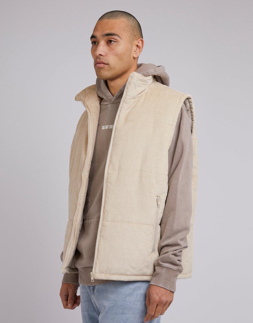 Silent Theory-Cord Puffer Vest Tan-Edge Clothing