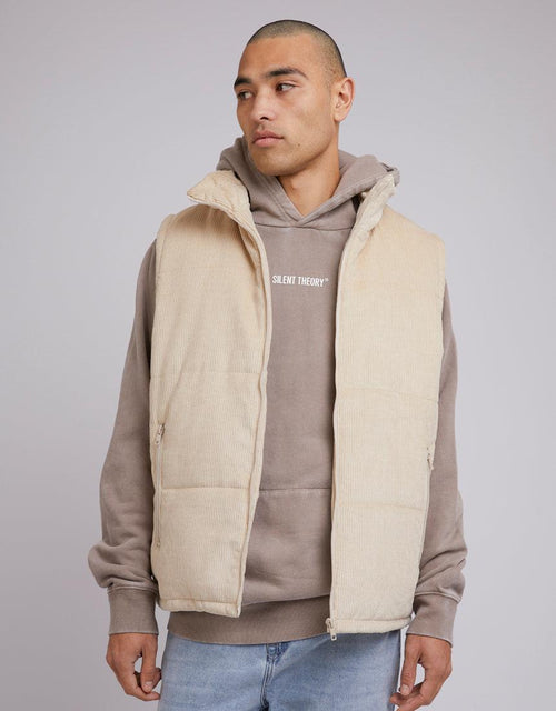 Silent Theory-Cord Puffer Vest Tan-Edge Clothing