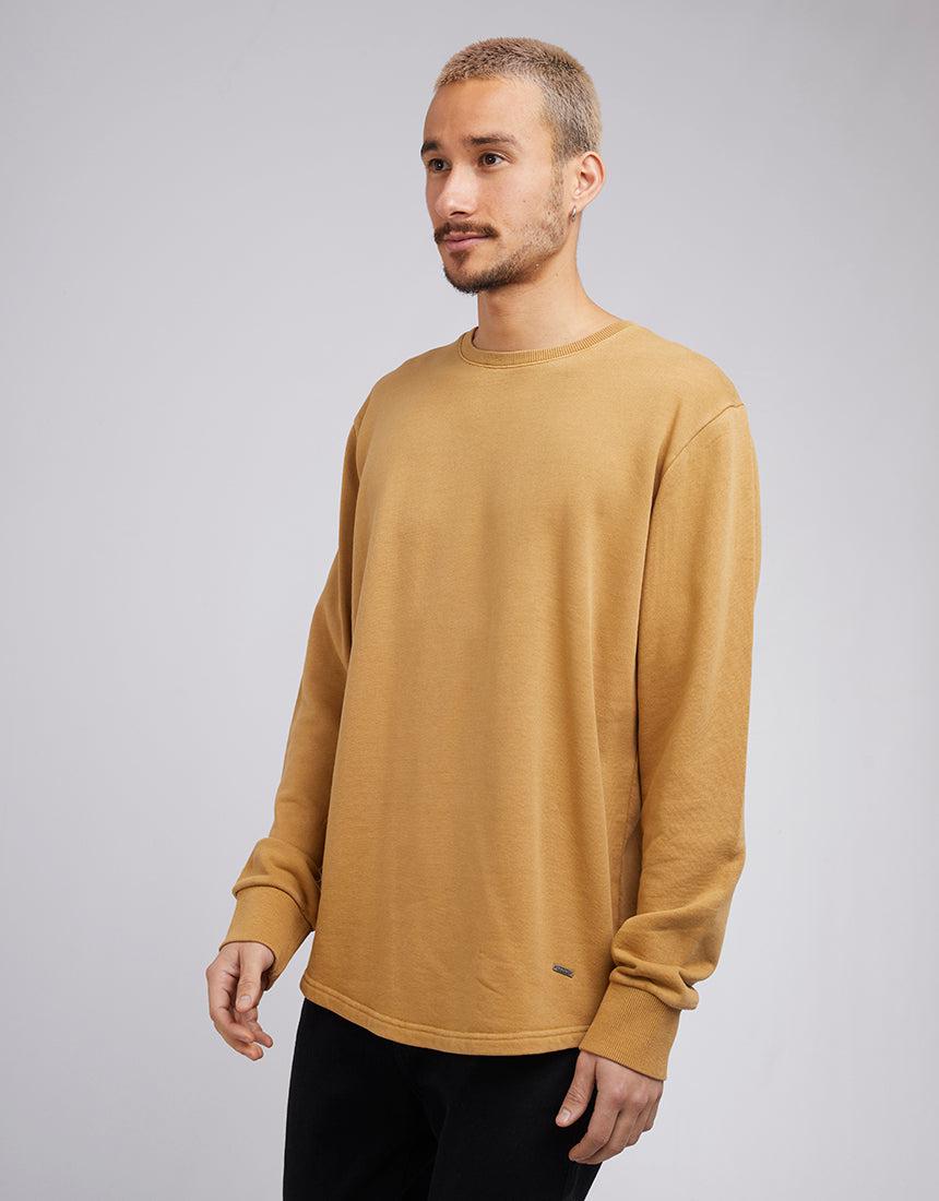 Silent Theory-Curved Hem Crew Mustard-Edge Clothing