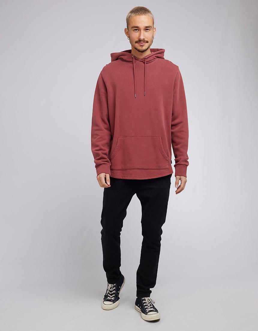 Silent Theory-Curved Hem Hoody Burgandy-Edge Clothing