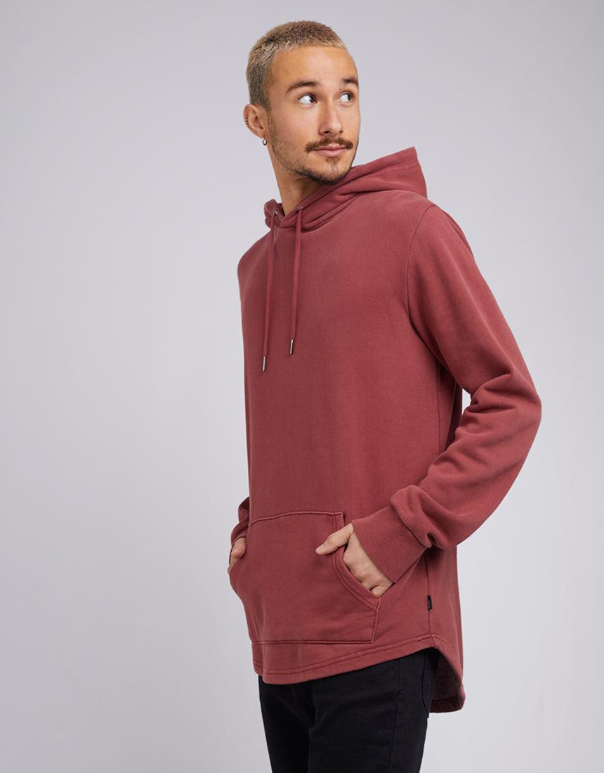 Silent Theory-Curved Hem Hoody Burgandy-Edge Clothing