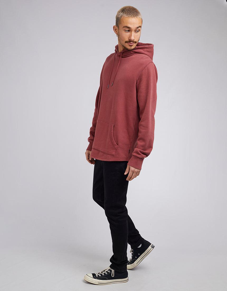 Silent Theory-Curved Hem Hoody Burgandy-Edge Clothing