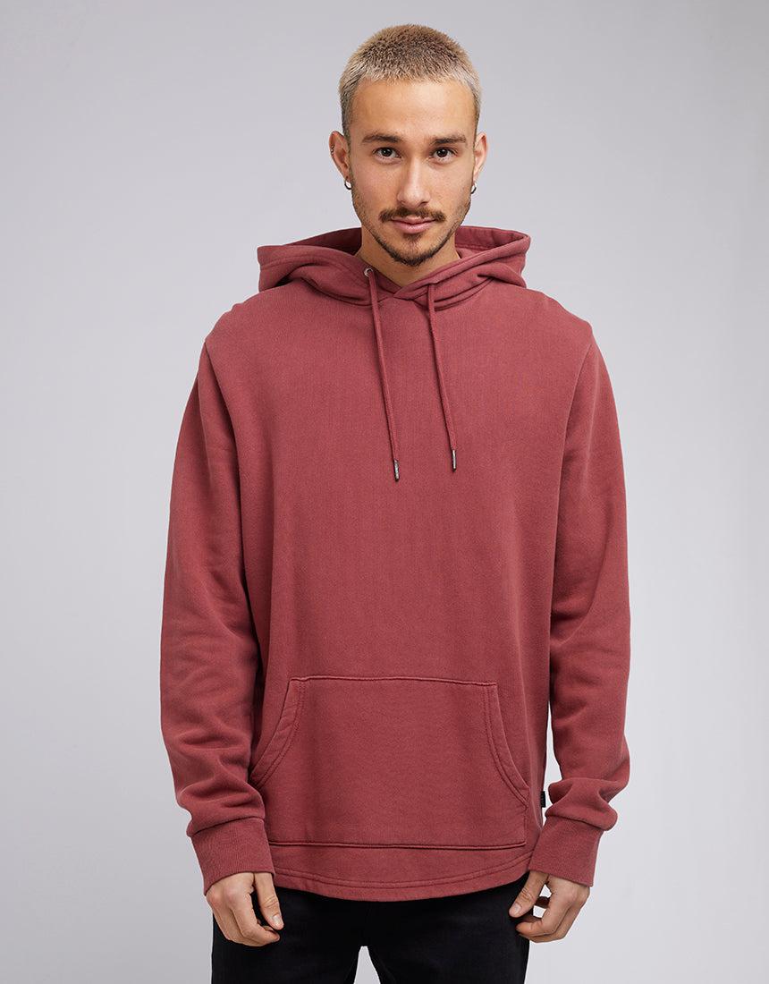 Silent Theory-Curved Hem Hoody Burgandy-Edge Clothing