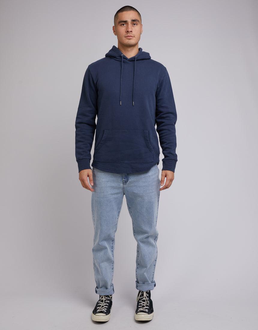 Silent Theory-Curved Hem Hoody Navy-Edge Clothing