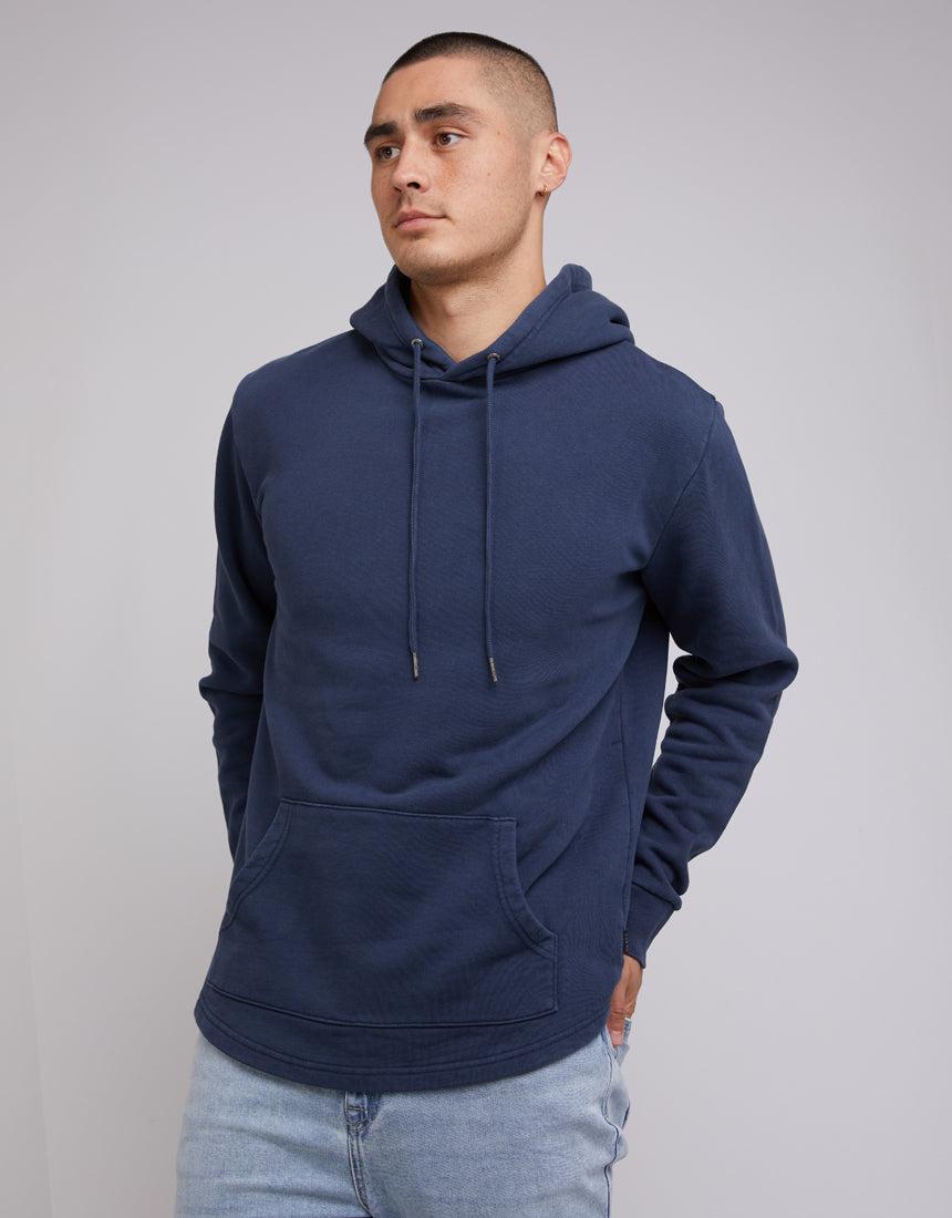 Silent Theory-Curved Hem Hoody Navy-Edge Clothing