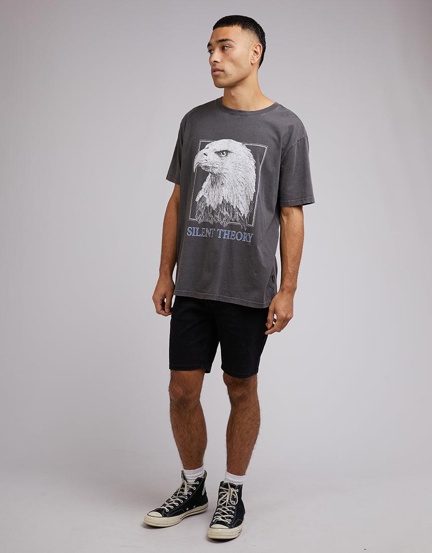 Silent Theory-Fallen Eagle Tee Charcoal-Edge Clothing
