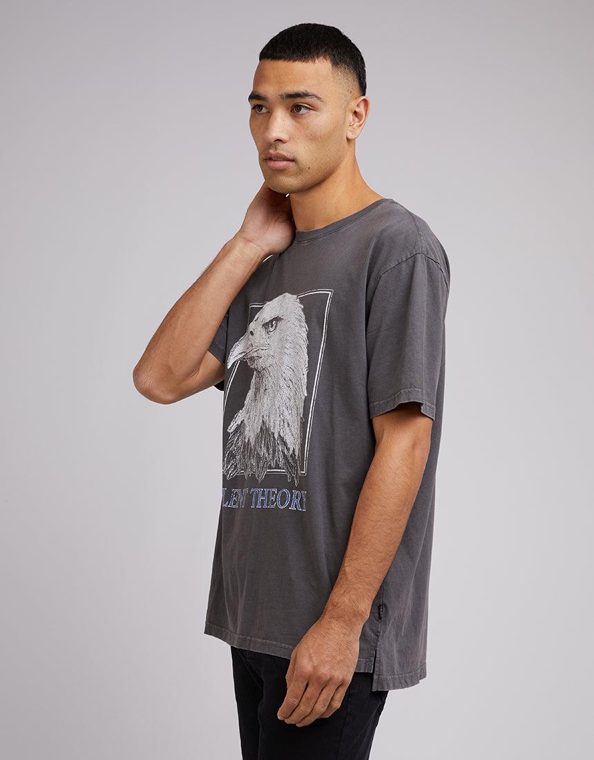 Silent Theory-Fallen Eagle Tee Charcoal-Edge Clothing