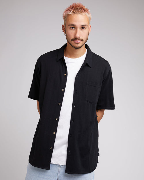 Silent Theory-Knit Ss Shirt Black-Edge Clothing